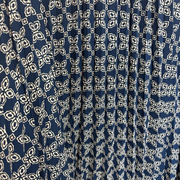 J. Crew Factory New Navy White Print Pleated Mini Skirt Preppy Feminine Size 12 - Picture 5 of 12